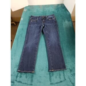 American Eagle Jeans Sz 4 Womens Blue Mid Rise Pants Stretch Artist Crop Denim